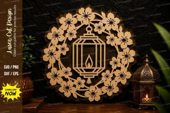 Blossom Lantern Wreath Laser Cut SVG: A Must-Have for Modern Crafters and Designers