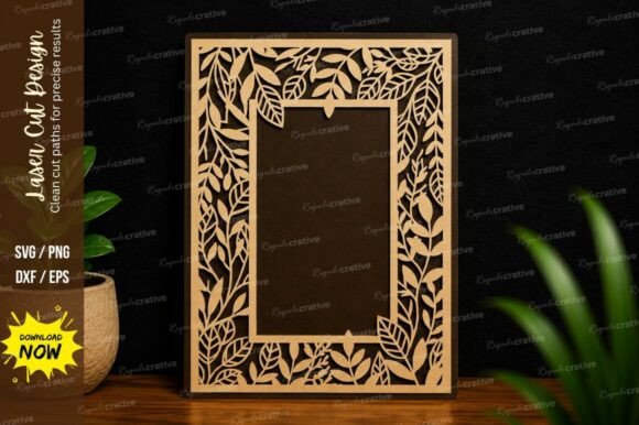 Botanical Rectangle Frame Laser Cut SVG – Premium Design for Creative Projects