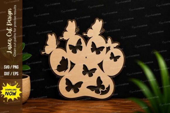 Butterfly Paw Print Laser Cut SVG: A Precision-Crafted Design for Creative Professionals