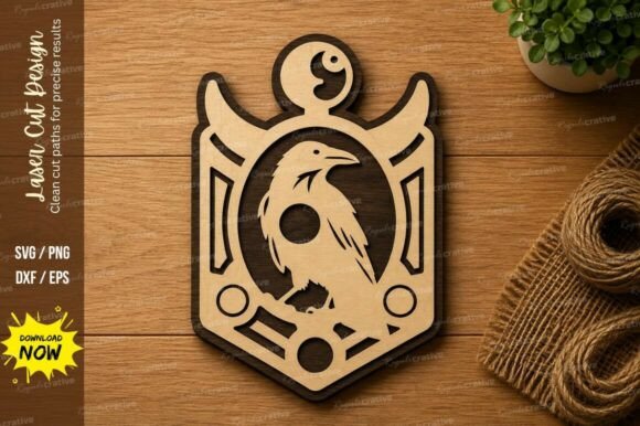 Crow Raven Shield Laser Cut SVG: A Premium Design for Modern Creativity and Industry