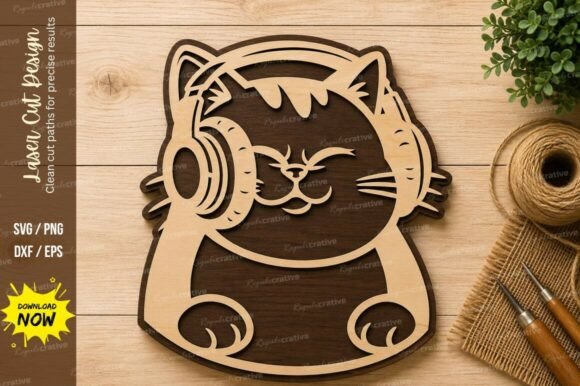 Cute Cat Headphones Laser Cut SVG Design: A Versatile Tool for Creative Projects