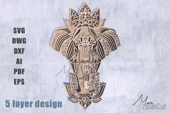 Elephant Mandala for Laser Cut Art Projects