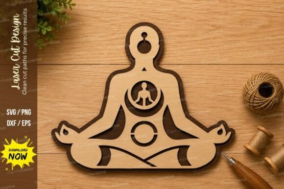Enhance Your Designs with Meditation Yoga Pose Laser Cut SVG