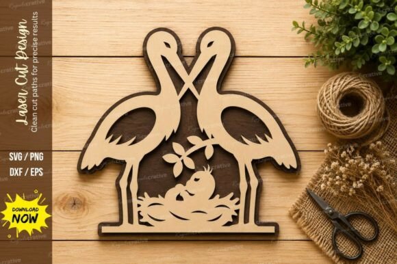 Flamingo Love Scene Laser Cut SVG Design