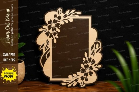 Floral Rectangle Border Laser Cut SVG for Creative Projects