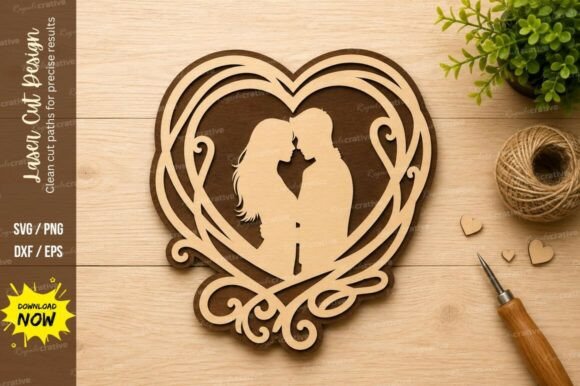 Heart Laser Cut SVG for Romantic Couple Projects