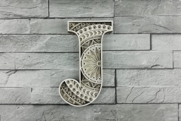 Layered Letter J, Layered Letters SVG: A Strategic Design Tool for Multilayer Mandala Projects