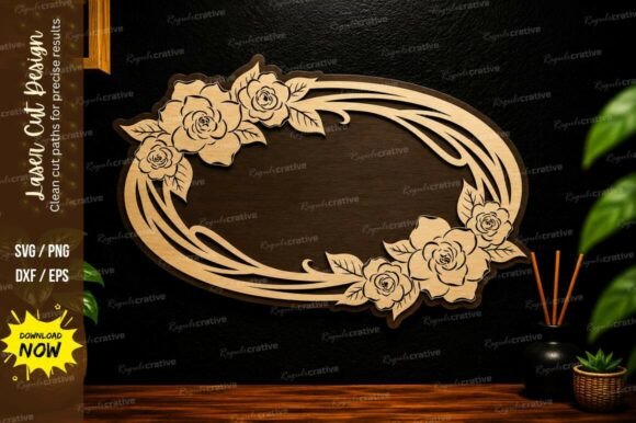Oval Floral Frame Laser Cut SVG Design – A Versatile Tool for Creative Projects