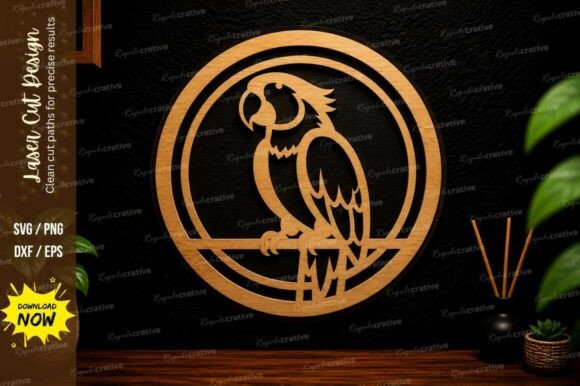 Parrot Circle Laser Cut SVG Design for Precise Crafting