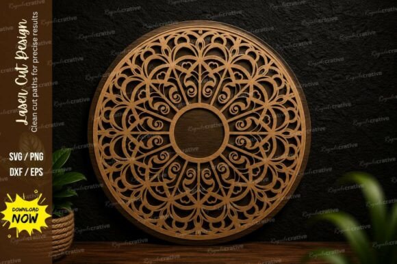 Premium Mandala Circle Pattern Laser Cut SVG Design Files for Creative Projects