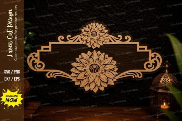 Sunflower Name Plate Laser Cut SVG – Premium Design File Set